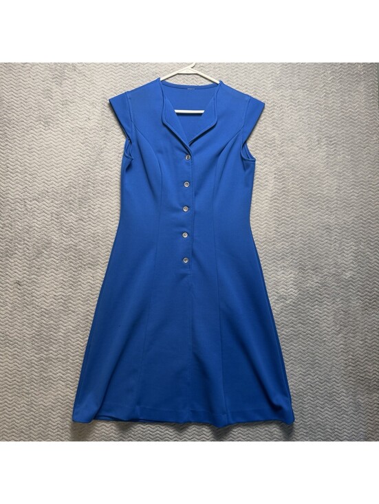 Dresses & Skirts - Vintage Dress 1960s 1970s Royal Blue A-Line Retro Fit Flare No Size Tag